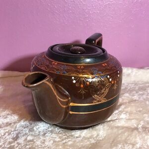 Vintage Made in Japan Brown Redware Hand-painted Teapot GUC Vintage Moriage Nice
